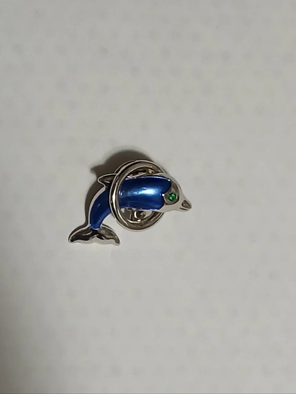 Vintage Dolphin Enamel Brooch lapel Pin Blue Nautical Whimsical Design